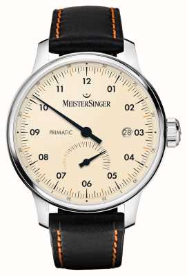 MeisterSinger Primatic New | Ivory Dial | Black Vegan Leather Strap PR903