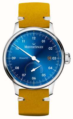 MeisterSinger Primatic New | Medium Blue Dial | Tan Leather Strap PR918