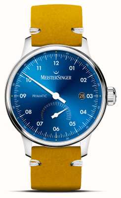 MeisterSinger Primatic New | Medium Blue Dial | Tan Leather Strap PR918