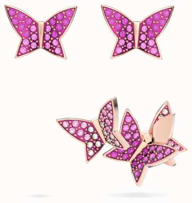 Swarovski Lilia | Butterfly Stud Earrings (3) | Pink And Rose Gold 5636428