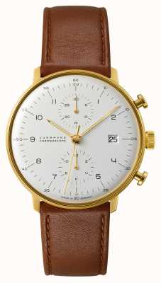 Junghans Max Bill Chronoscope Brown Leather Strap Sapphire Crystal 27/7800.02