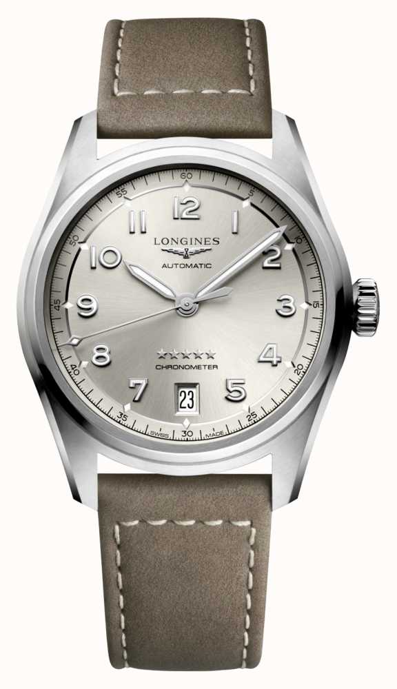 LONGINES SPIRIT 37 Mm Beige Dial Brown Leather Strap L34104632