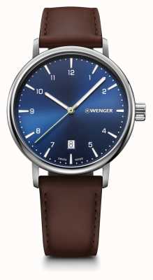 Bauhaus Men\'s Brown Leather Italian - Dial Class First 2130-3 IRL Blue | Strap Watches™