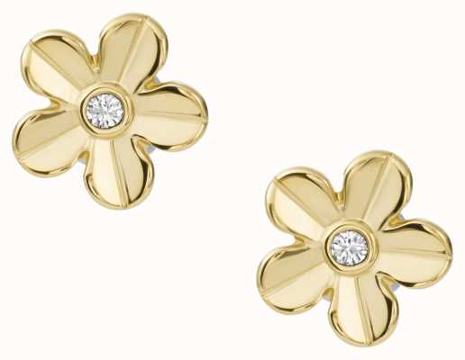 Fossil Women's Crystal-Set Gold-Tone Flower Stud Earrings JF04020710