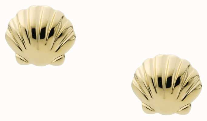 Fossil Women's Gold-Tone Stainless Steel Shell Stud Earrings JF04058710