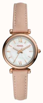 Fossil Women's Carlie Mini | Mother-of-Pearl Dial | Nude Leather Strap ES4699