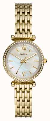 Fossil Women's Carlie Mini | Mother-of-Pearl Dial | Gold Stainless Steel Bracelet ES4735