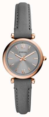 Fossil Women's Carlie Mini | Grey Dial | Grey Leather Strap ES5068