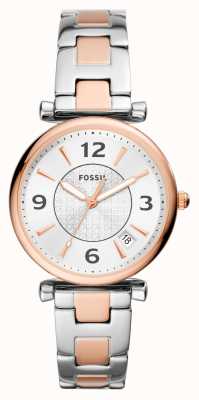 Fossil Women's Carlie | Silver Dial | Two Tone Stainless Steel Bracelet ES5156
