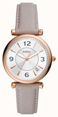 Fossil Women's Carlie | Silver Dial | Grey Leather Strap ES5161