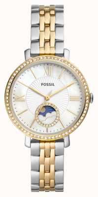 Fossil Women's Jacqueline | White Moonphase Dial | Two Tone Stainless Steel Bracelet ES5166