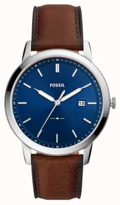 Fossil Men's Minimalist | Blue Dial | Brown Leather Strap FS5839