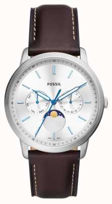 Fossil Men's Neutra | Silver Chronograph Dial | Brown Leather Strap FS5905