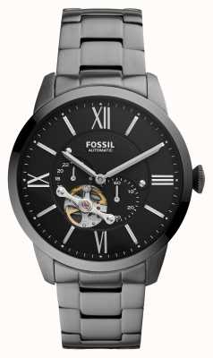 Fossil Men's Townsman Automatic | Black Dial | Gunmetal Stainless Steel Bracelet ME3172