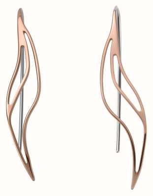 Skagen Women's Rose Gold-Tone Stainless Steel Wave Drop Earrings SKJ1537791