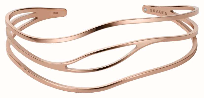 Skagen Women's Rose Gold-Tone Stainless Steel Wave Cuff Bracelet SKJ1538791