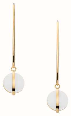 Skagen Women's Gold-Tone Stainless Steel White Sea Glass Drop Earrings SKJ1574710