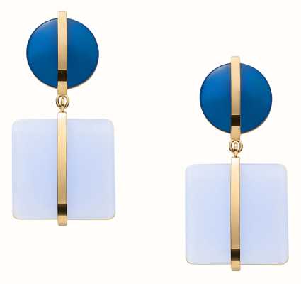 Skagen Women's Gold-Tone Stainless Steel Blue Sea Glass Dangling Earrings SKJ1575710
