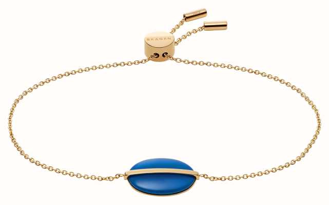 Skagen Women's Gold-Tone Stainless Steel Blue Sea Glass Bracelet SKJ1576710