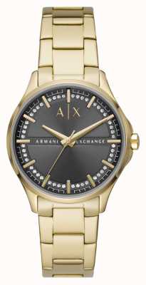 Armani Exchange Women's | Gray Crystal Set Dial | Gold Stainless Steel Bracelet AX5257