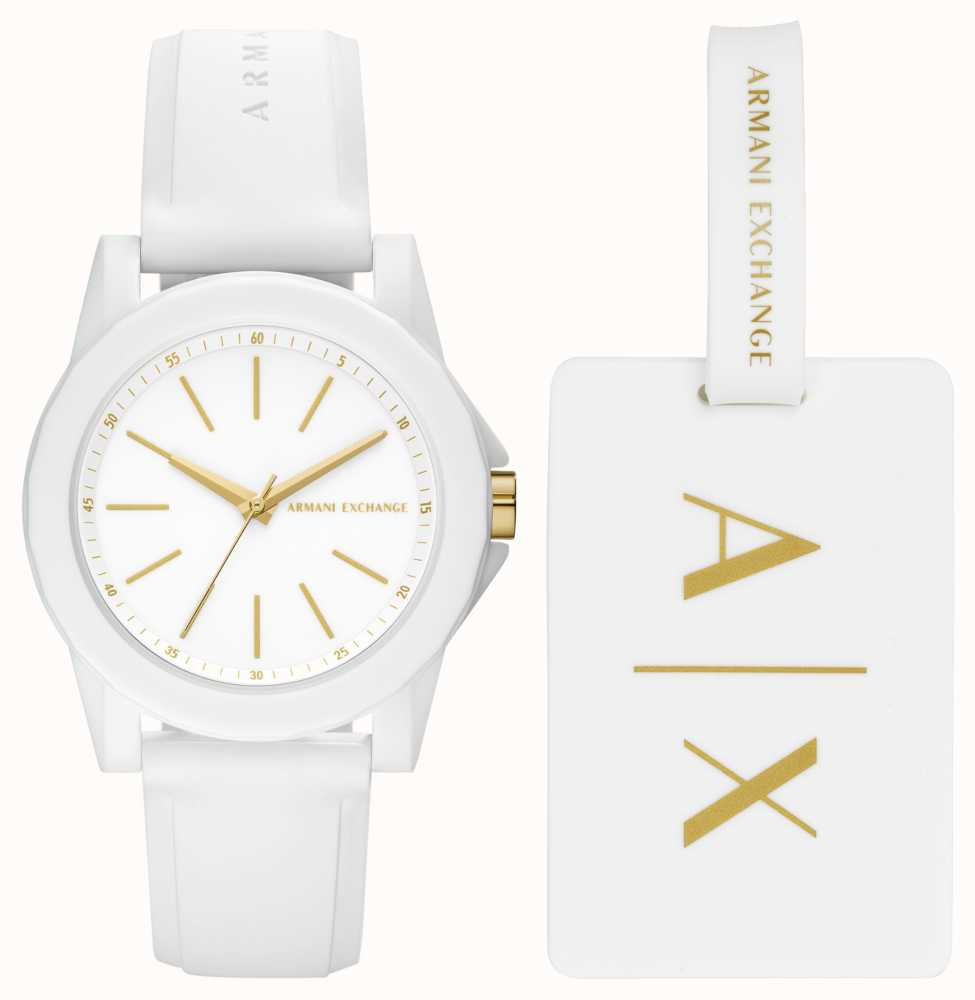 Armani Exchange Women's | Watch And Luggage Tag Giftset | White Silicone  Strap AX7126 - First Class Watches™ IRL