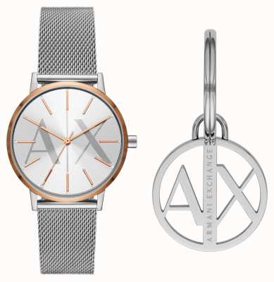 Armani Exchange Women's | Watch and Keyring Giftset | Steel Mesh Bracelet AX7130SET