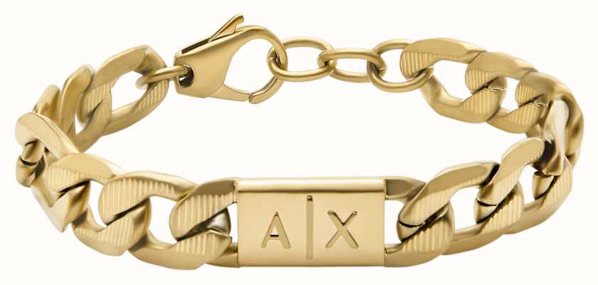 Armani Exchange Men's Gold-Tone Stainless Steel Chain Logo Bracelet AXG0078710