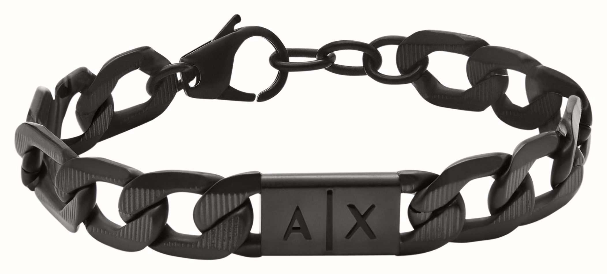Armani Exchange Men's Black-Tone Stainless Steel Chain Logo Bracelet  AXG0079001 - First Class Watches™ IRL