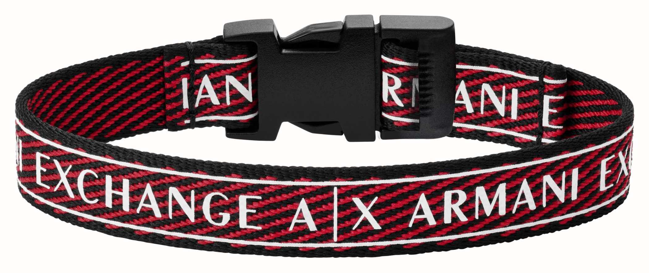 Armani Exchange Men's Black And Red Fabric Buckle Logo Bracelet AXG0083040  - First Class Watches™ IRL