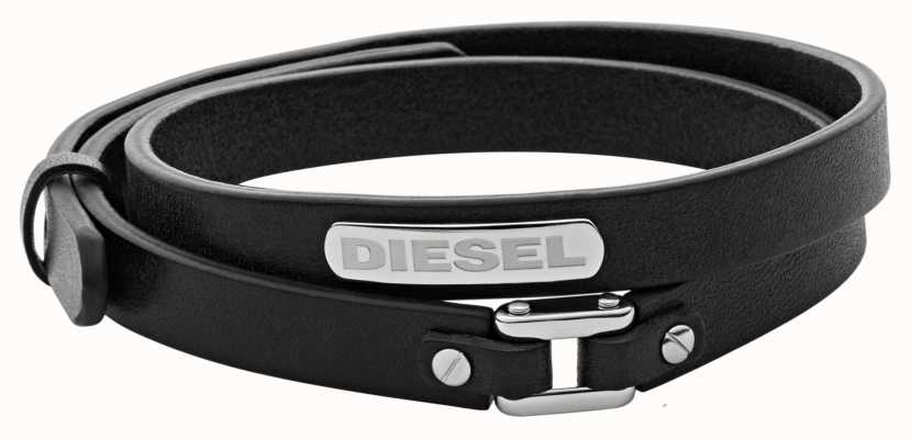 Diesel STACKED STACKABLES Wrap Around Black Leather Bracelet DX0971040