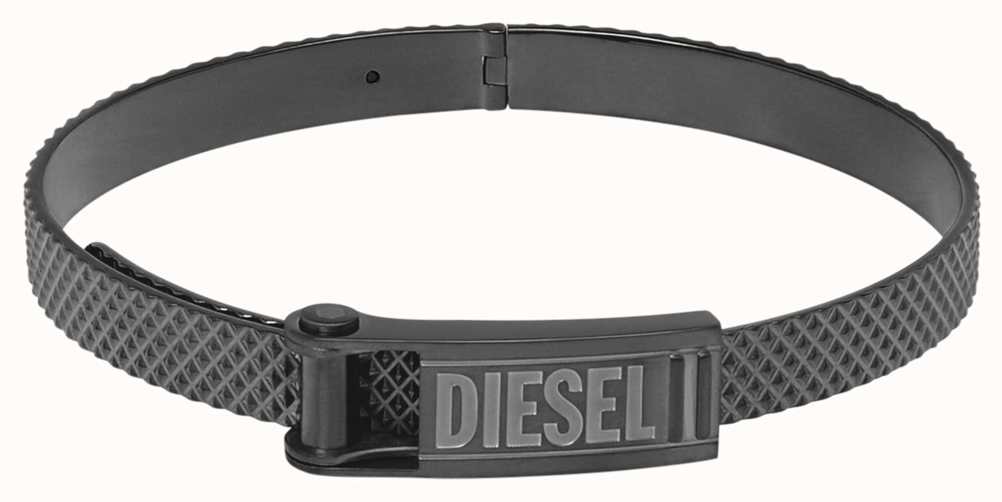Diesel Men's Stacked Gunmetal and Grey Leather Bracelet - DX1065060 - Watch  Station