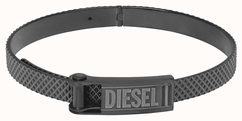 Diesel FONT STEEL Men's Black-Plated Steel Bangle Bracelet DX1358060