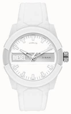 Diesel Men's Double Up White Monochrome Silicone Strap Watch DZ1981