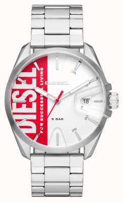Diesel Men's Stainless Steel MS9 Watch Red and White Dial DZ1992