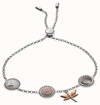 Emporio Armani Sterling Silver Mother-of Pearl Dragonfly Charm Bracelet EG3350040