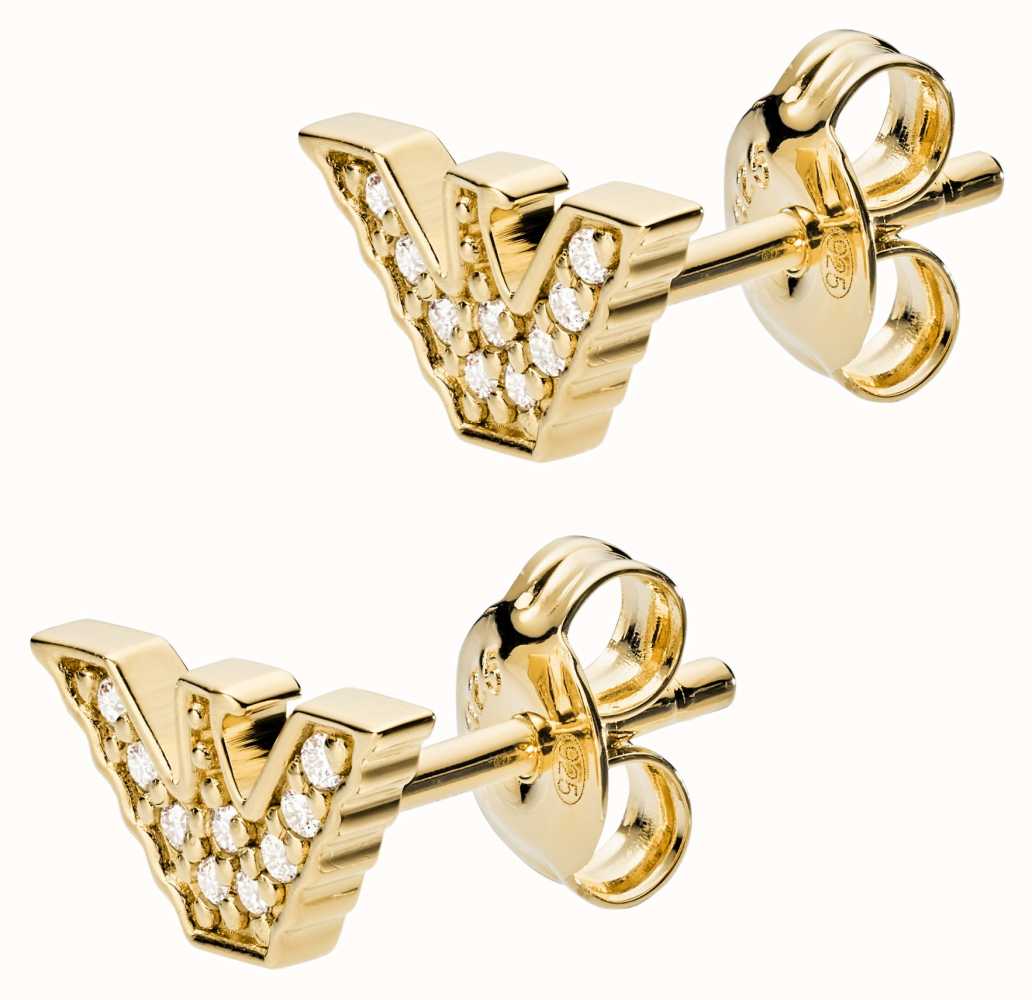 Emporio Armani Gold-Tone Sterling Silver Crystal-Set Eagle Logo Stud  Earrings EG3423710 - First Class Watches™ IRL
