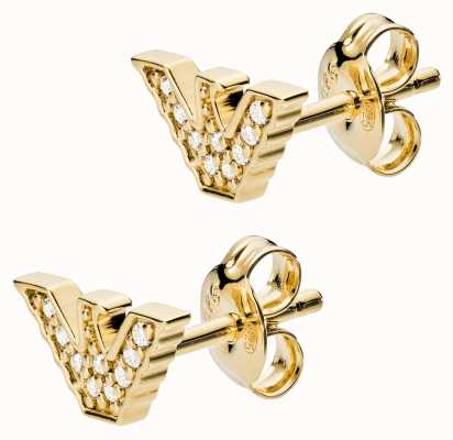 Emporio Armani Gold-Tone Sterling Silver Crystal-Set Eagle Logo Stud Earrings EG3423710