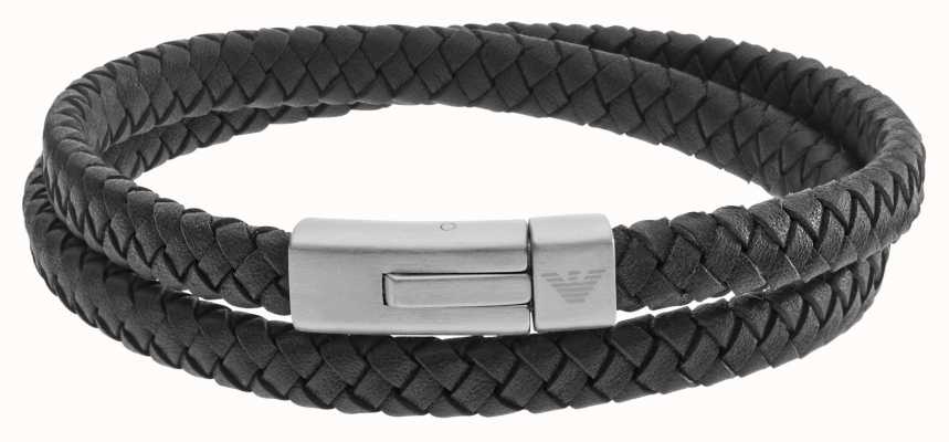 Emporio Armani Men's Braided Black Leather Bracelet EGS2176040