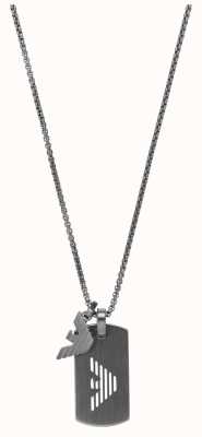 Emporio Armani Men's Dark Grey Stainless Steel Dog Tag Necklace EGS2811060
