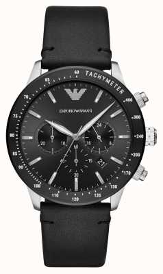 Emporio Armani Men's | Black Chronograph Dial | Black Leather Strap AR11243