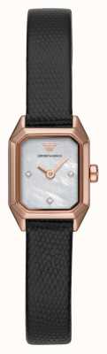 Emporio Armani Women's | Mother-of-Pearl Dial | Black Leather Strap AR11248