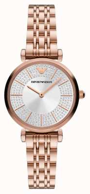 Emporio Armani Women's | Silver Crystal Set Dial | Rose Gold Stainless Steel Bracelet AR11446