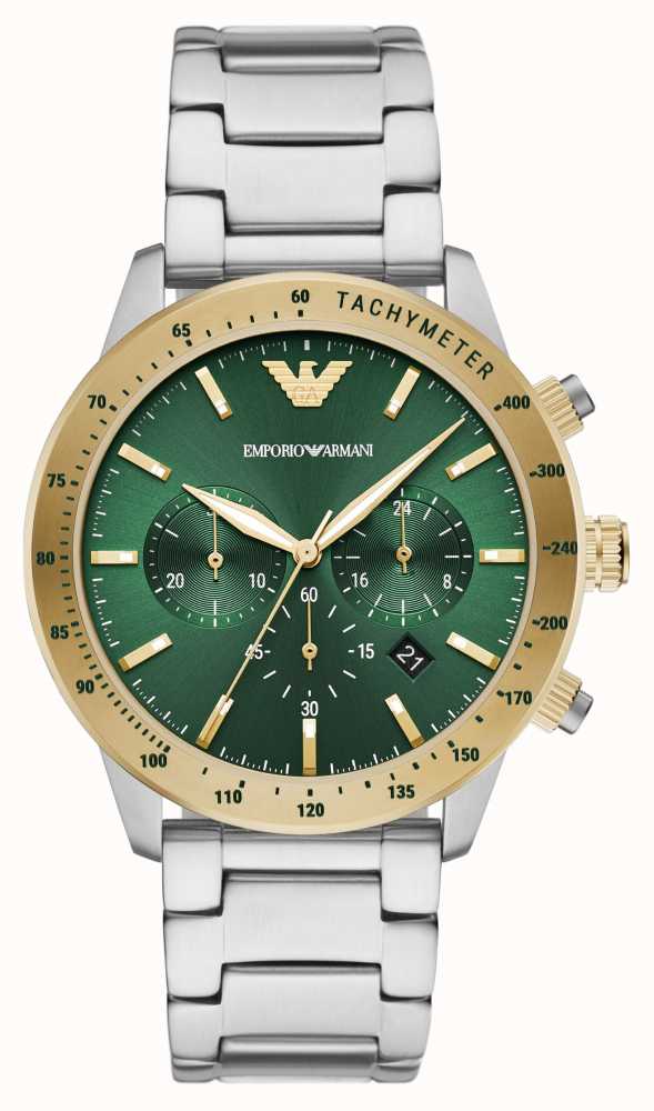 Emporio Armani Men's | Green And Gold Chronograph Dial | Stainless Steel  Bracelet AR11454 - First Class Watches™ IRL