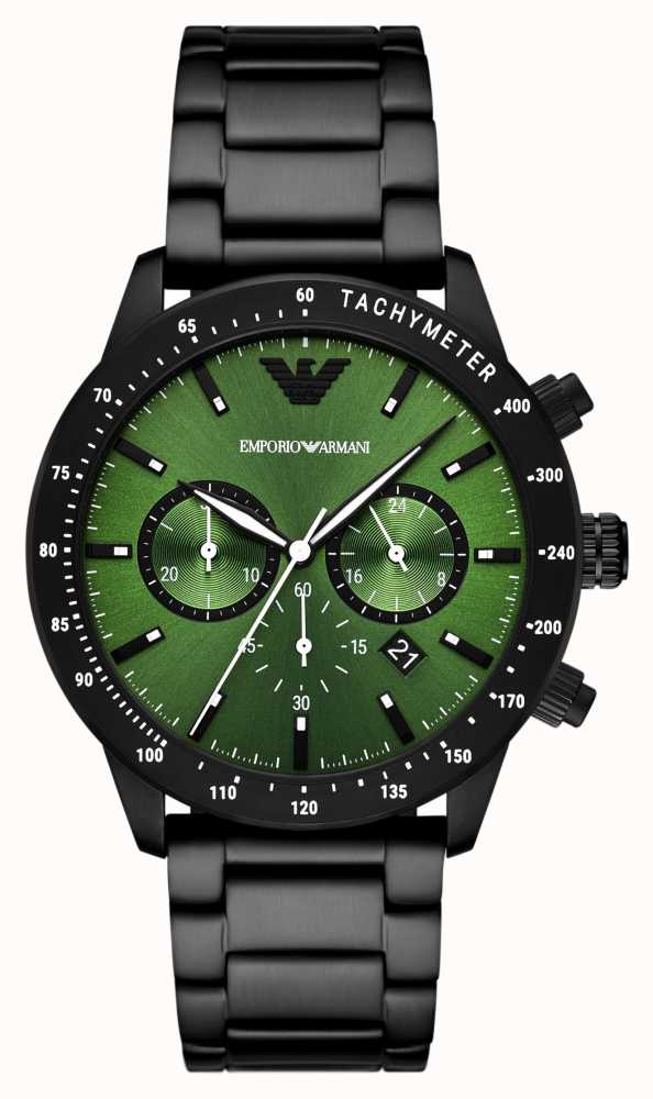 Emporio Armani Men's | Green Dial | Black Stainless Steel Bracelet AR11472  - First Class Watches™ IRL