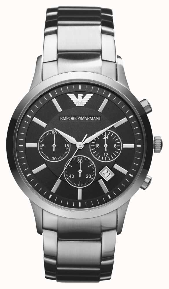 Emporio Armani Men's | Black Chronograph Dial | Stainless Steel Bracelet  AR2434 - First Class Watches™ IRL