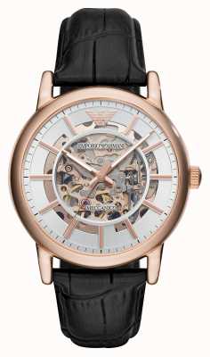 Emporio Armani Men's Automatic | Open Heart Dial | Black Leather Strap AR60007