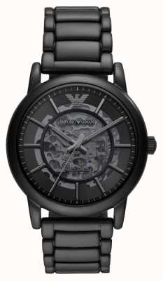 Emporio Armani Men's Automatic | Black Skeleton Dial | Black Stainless Steel Bracelet AR60045