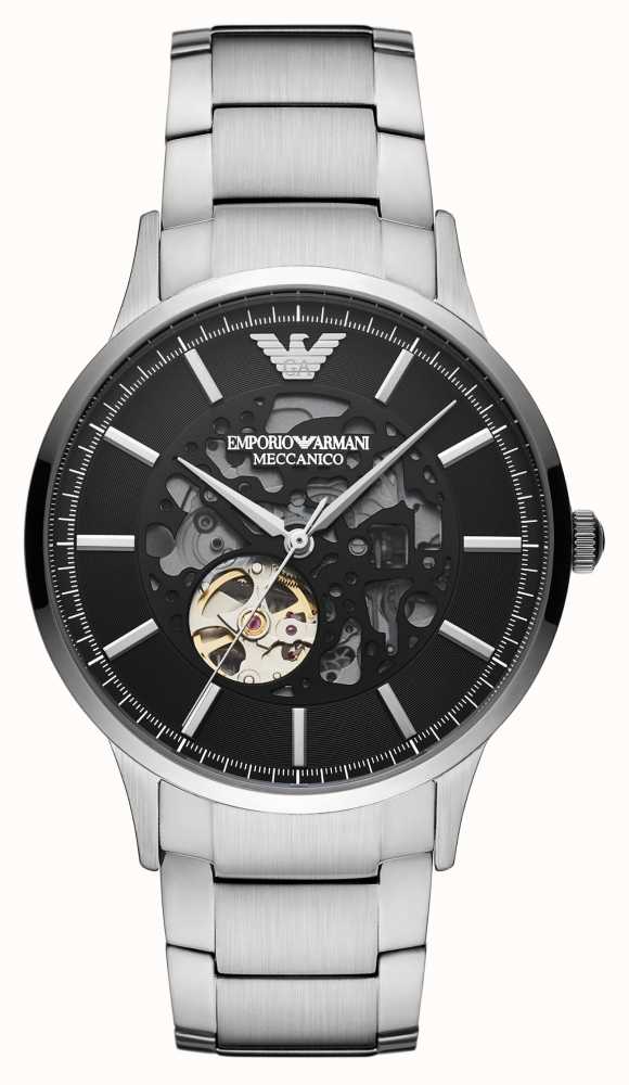 Emporio Armani Men's Automatic | Black Dial | Stainless Steel Bracelet  AR60055 - First Class Watches™ IRL