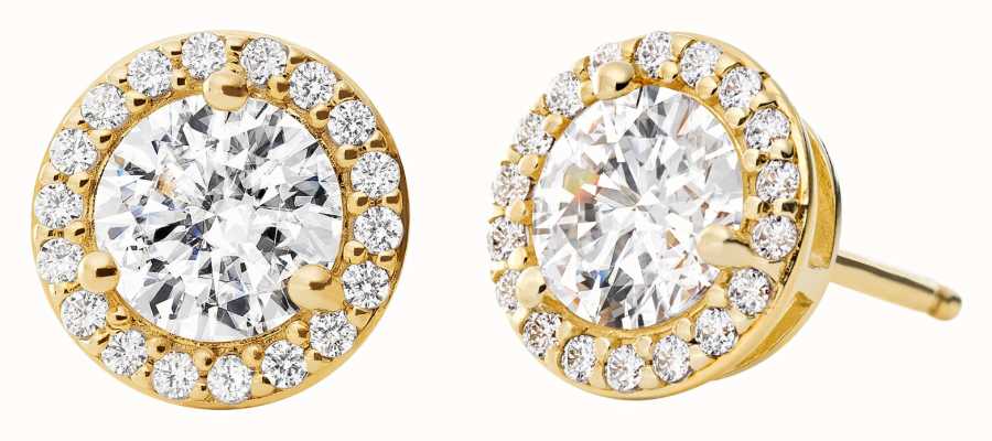 Michael Kors Yellow Gold-Plated Sterling Silver CZ Stud Earrings MKC1035AN710