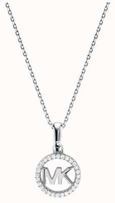 Michael Kors Sterling Silver Necklace MK Cubic Zirconia Pendant MKC1108AN040